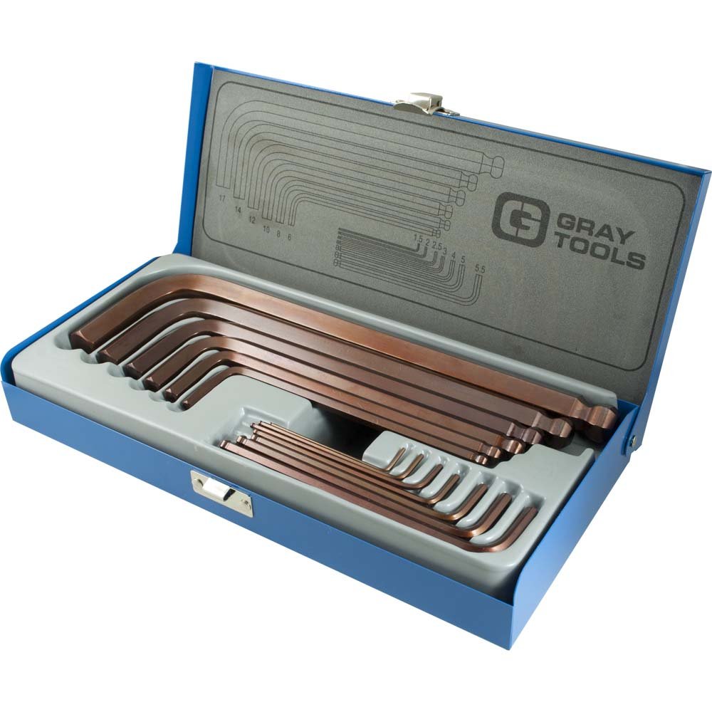 Gray Tools 697513 13 Piece Metric, Long Arm Ball S2 Hex Key Set